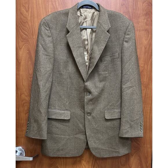 Alan Flusser Blazer Men 42R Sports Coat Suit Jacket Brown Wool Cashmere 2 Button - Picture 1 of 12